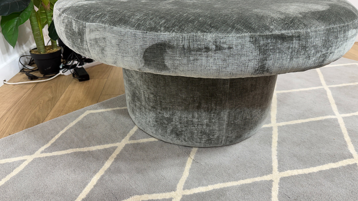 Sofology Luella Fabric Large Designer Footstool in Luxe Chenille Alpine Green