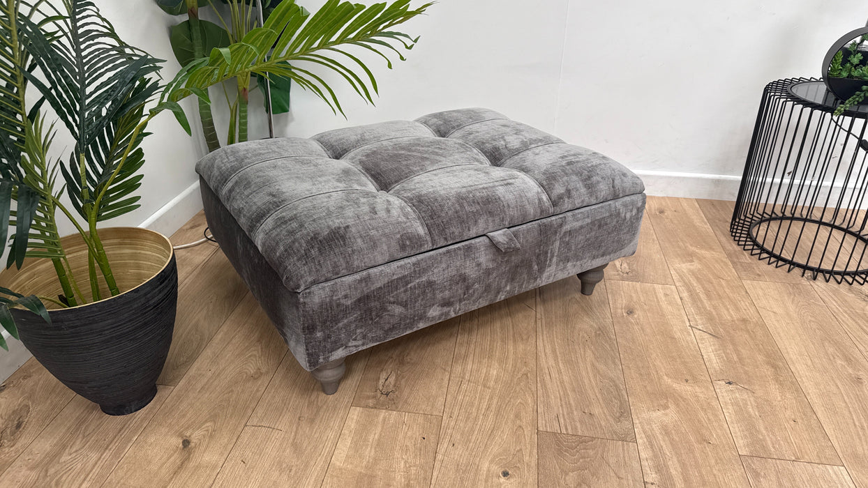 Sofology Highgrove Fabric Storage Footstool in Steel All Over