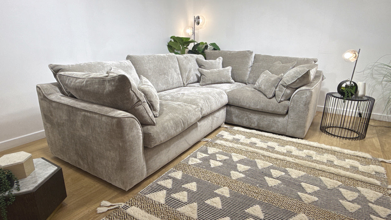 Sofology Georgio Fabric 3 Corner 1 Feather Flex Seats in Luxe Chenille Stone