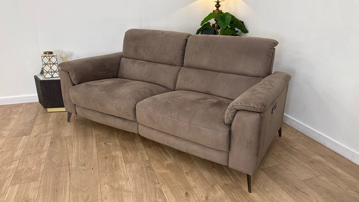 Sofology Illinois Fabric 3 Seater Power Recliner/Headrest in Lifestyle Textured Cappuccino