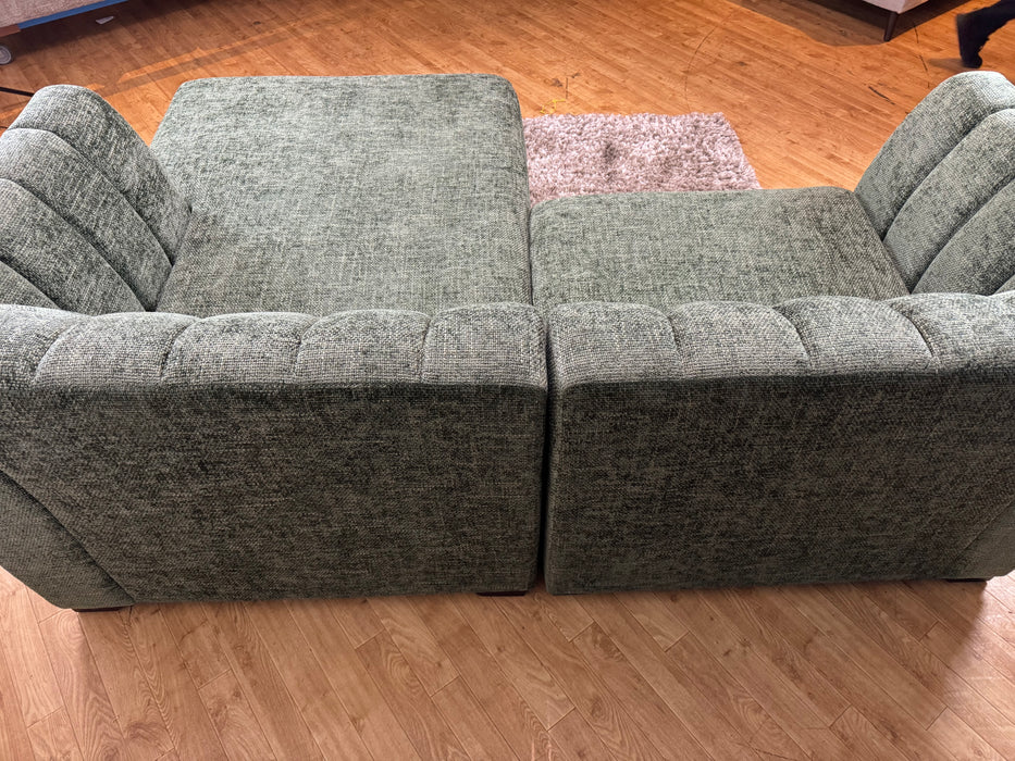 Downtown Fabric 4 Seater Chaise - Basketweave Forest Green - ( WA2 )