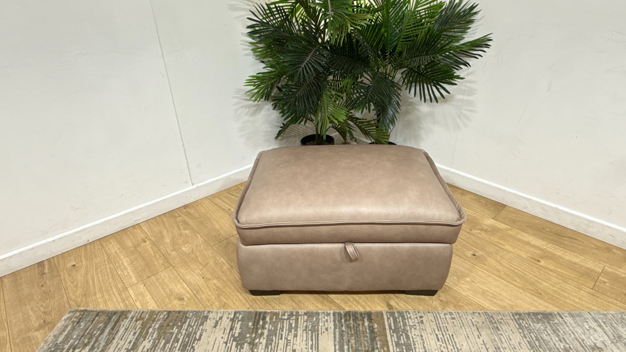 Sofology Embrace Large Storage Footstool in	Relaxed Soft Leather Stone