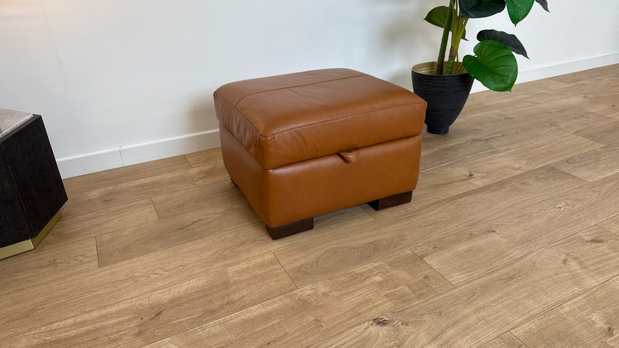 Fellini Leather Storage Footstool Alaska Brittany