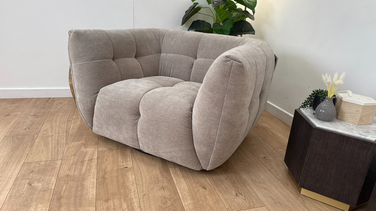 Sofology The Lunar Fabric Chair Swivel in Textured Chenille Mocha