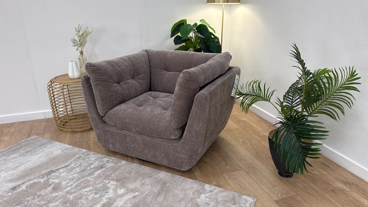Sofology The Cocoon Fabric Swivel Chair in Relaxed Chenille Nutmeg