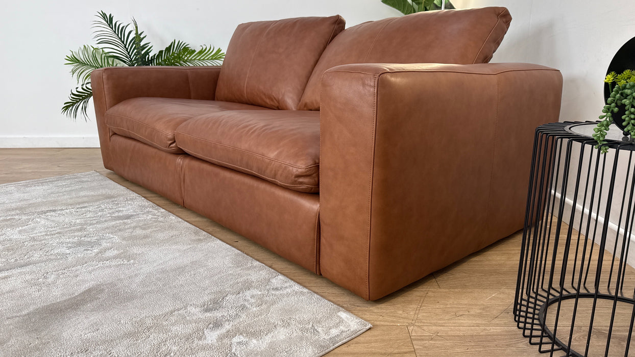 Sofology The Retreat 3 Seater Sofa in Relaxed Soft Leather Tan Mix