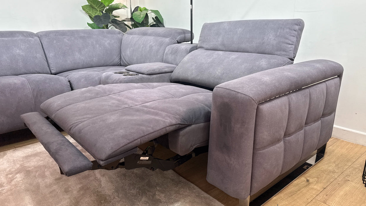 Sofology Marvella Fabric 3 Corner Console 1.5 Power Recliner/Headrest in Lifestyle Flecked Charcoal