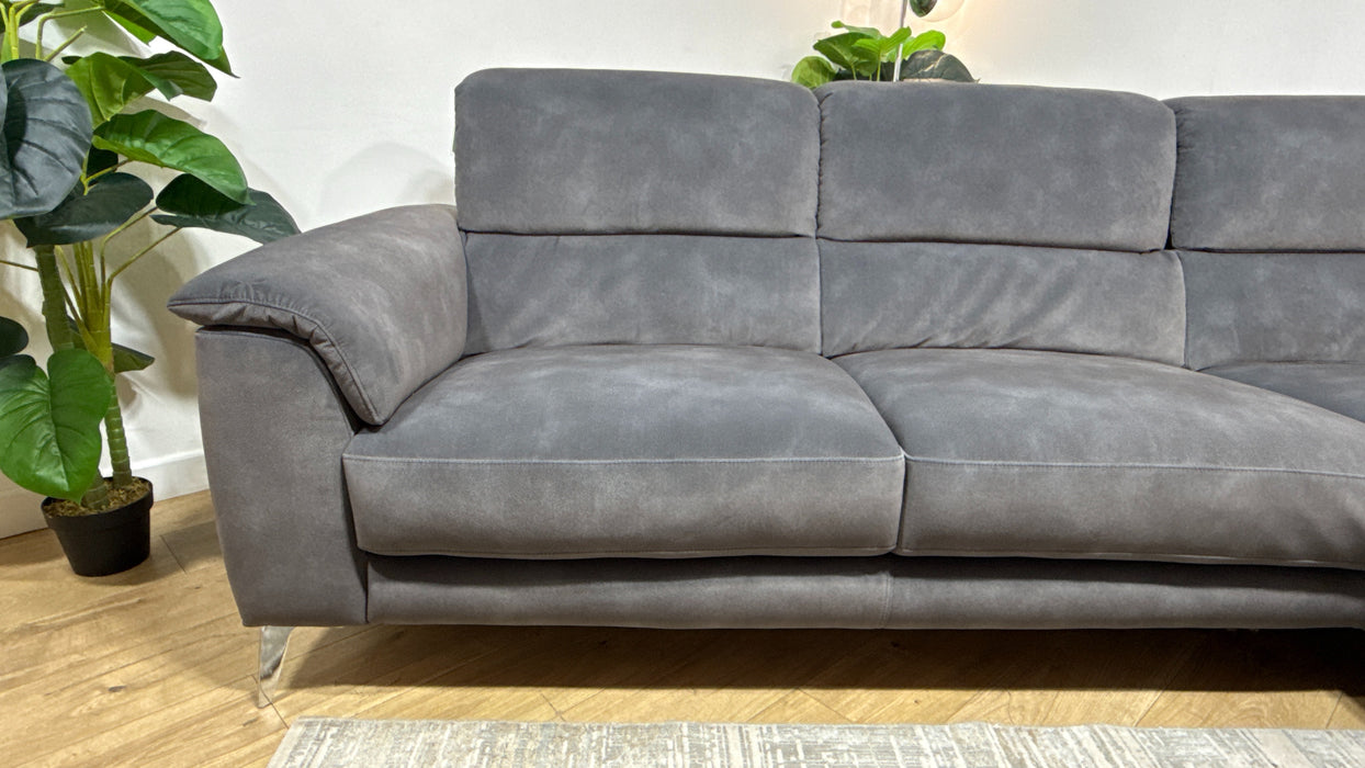 Sofology Illinois Fabric 3 Seater Chaise in Lifestyle Mottled Charcoal