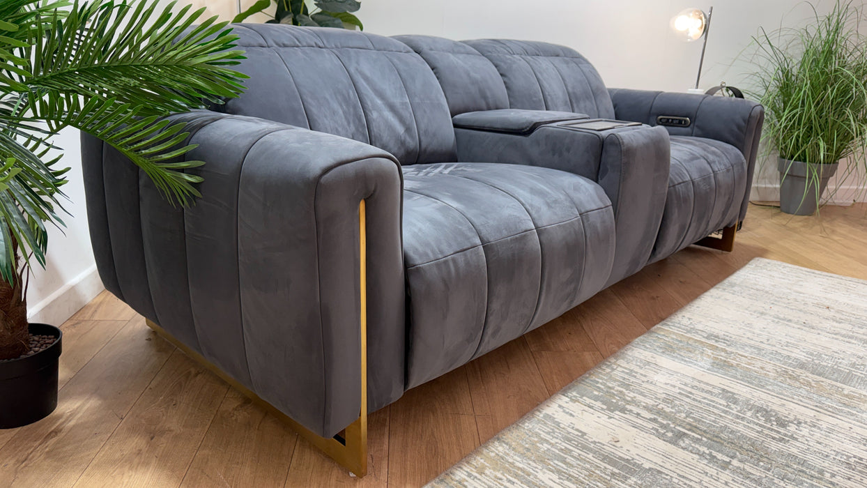 Sofology The Paramount Fabric 2.5 Seater Console Power Recliner/Headrest Speakers in Lifestyle Nubuck Feel Charcoal