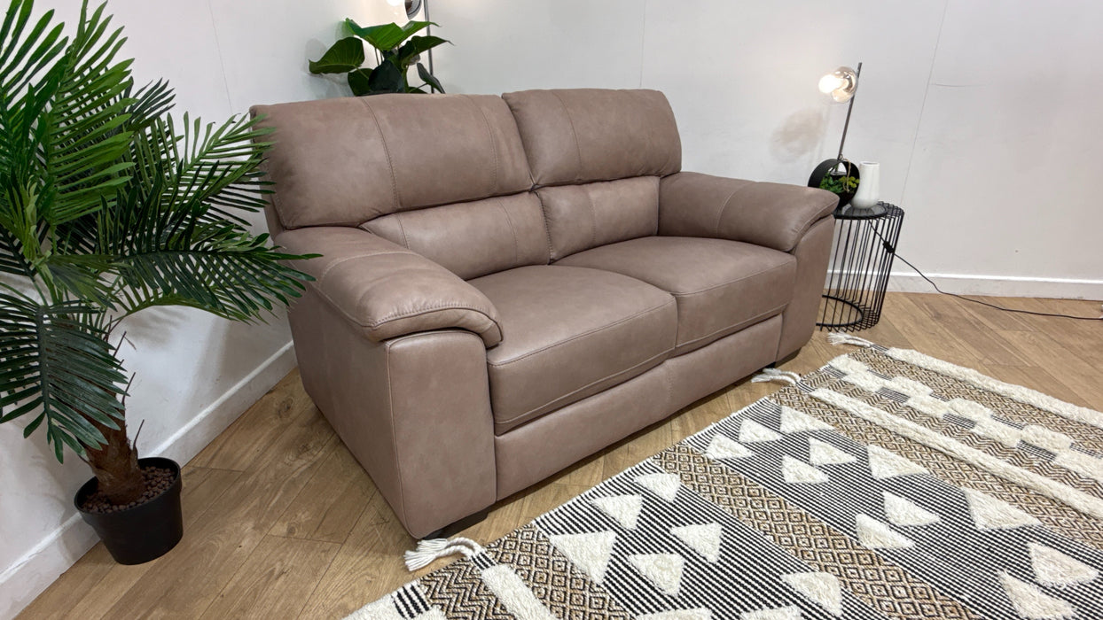 Sofology Santina Leather 2 Seater in Relaxed Soft Stone