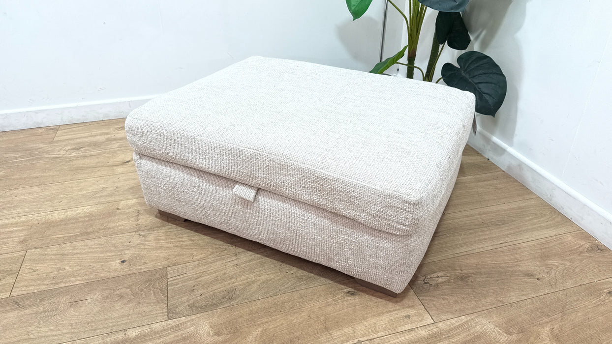 Sofology Tallulah Fabric Storage Footstool in Basketweave Chenille Cream