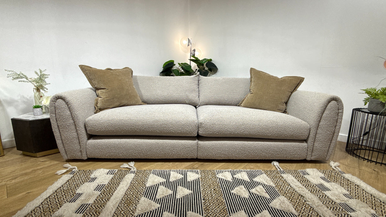Sofology Marble Arch Fabric 4 Seater Split in Cologne Plain Mink/Natural Mix