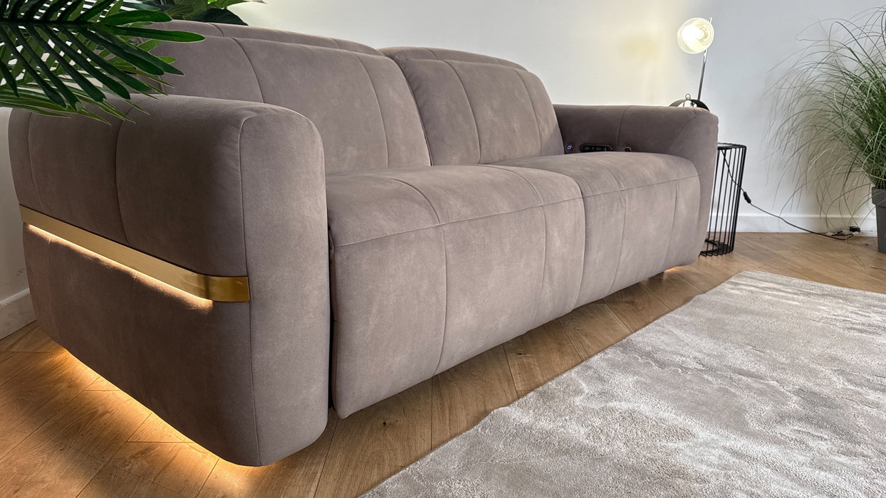 Sofology Lumiere Fabric 2.5 Seater Power Recliner/Headrest Heated Seat in Lifestyle Flecked Nutmeg