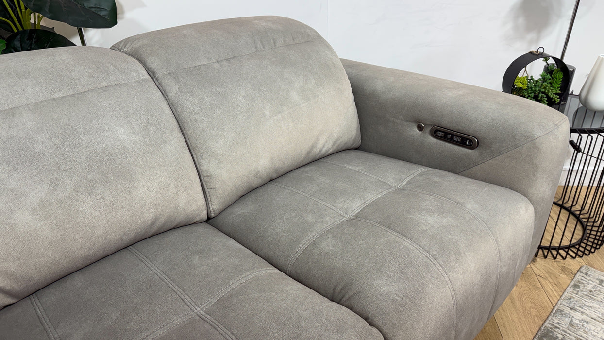Sofology Marvella Fabric 2 Seater Power Recliner/Headrest Heated Seats in Lifestyle Flecked Stone