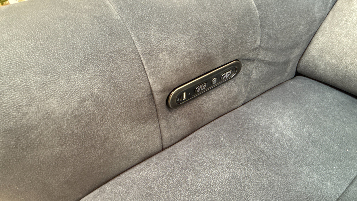Sofology Paramount Fabric 2.5 Seater Console Power Recliner/Headrest Speakers in Lifestyle Flecked Charcoal