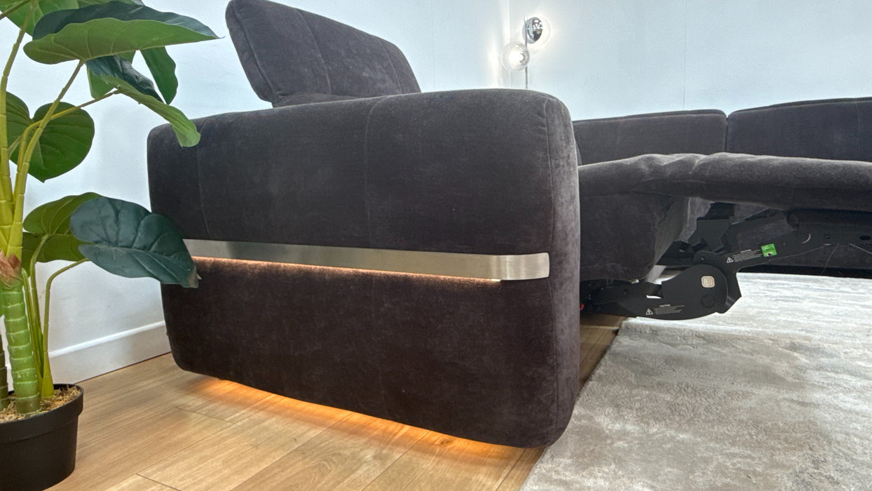 Sofology Lumiere Fabric 3 Corner 1.5 Power Recliner/Headrest Heated Seats in Relaxed Chenille Raisin