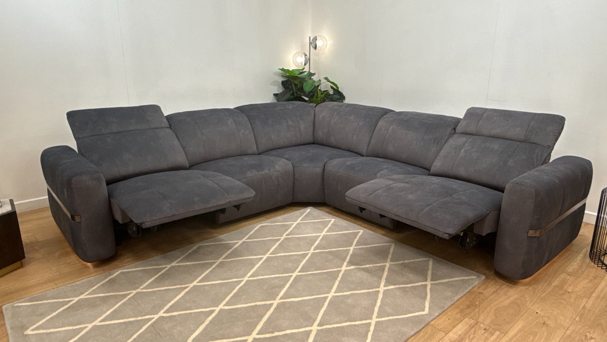 Sofology Lumiere Fabric 3 Corner 3 Power Recliner/Headrest Heated Seats in Lifestyle Flecked Charcoal