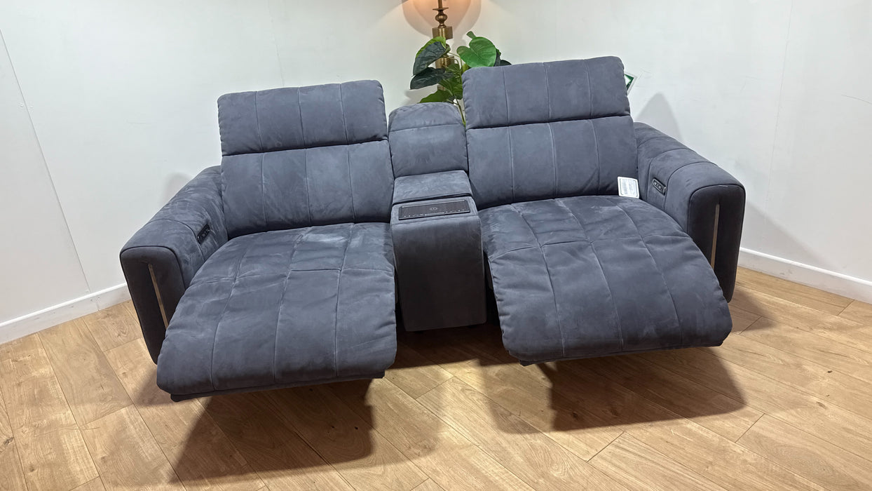 Sofology Paramount Fabric 2.5 Seater Console Power Recliner/Headrest Speakers in Lifestyle Flecked Charcoal