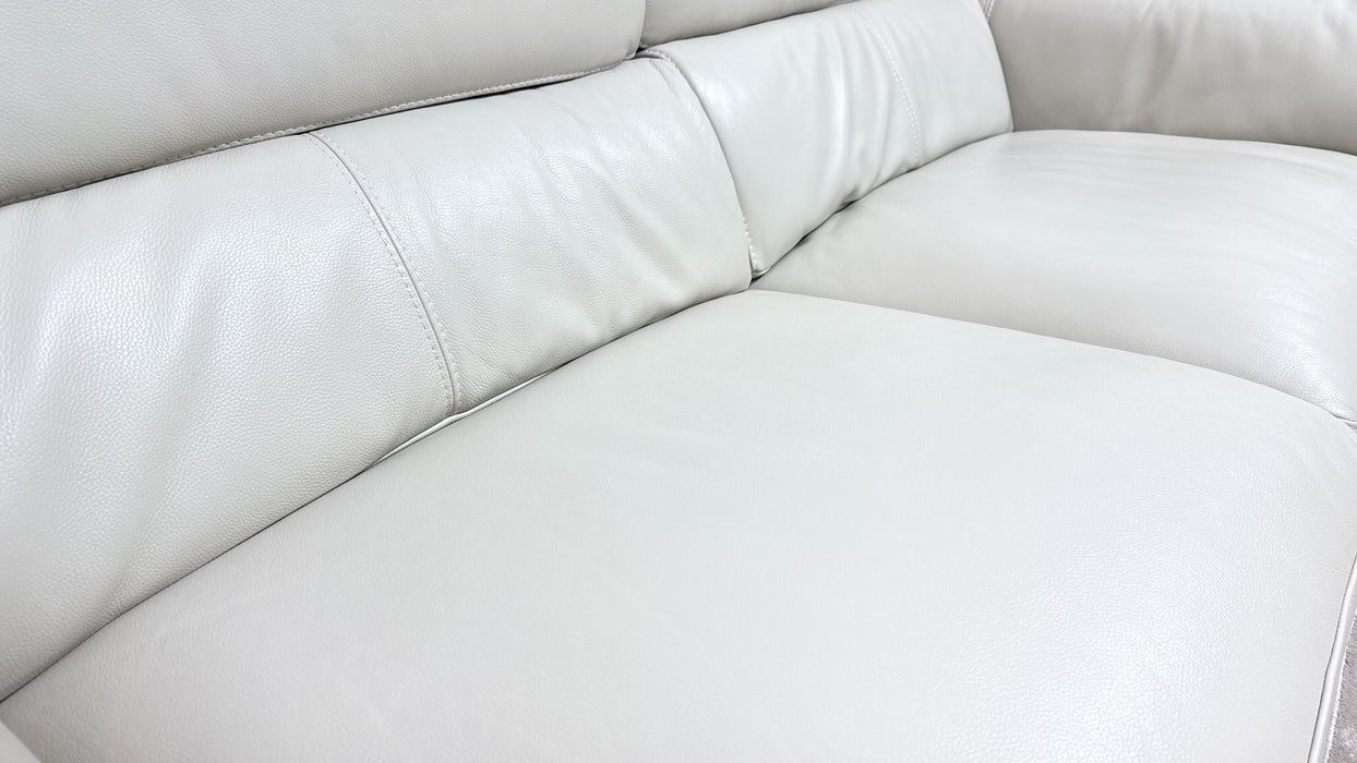 Sofology Illinois Leather 3 Seater Power Recliner/Headrest Heated Seats in Trusty Soft Sheen Silver