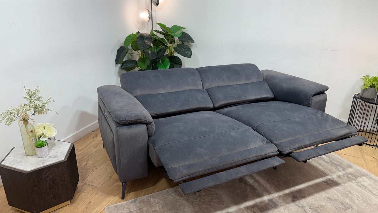 Sofology Fratelli Fabric 2.5 Seater Power Recliner/Headrest in Lifestyle Flecked Charcoal