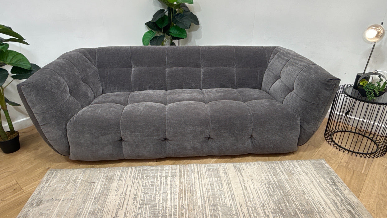 Sofology Lunar 3 Seater Fabric Sofa in Chenille Charcoal