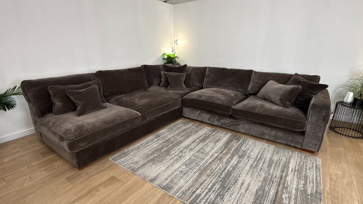 Sofology Cavalli Fabric 1.5 Terminal End Corner 3 Foam Seats in Deluxe Chenille Mushroom