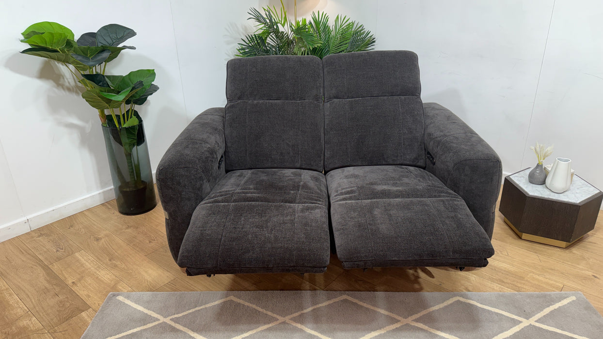 Sofology Lumiere Fabric 2 Seater Power Recliner/Headrest in Relaxed Chenille Raisin