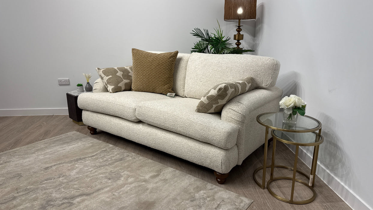 Sofology Hampton Fabric 2 Seater in Chunky Knit Chenille Natural/Burnt Sienna Mix