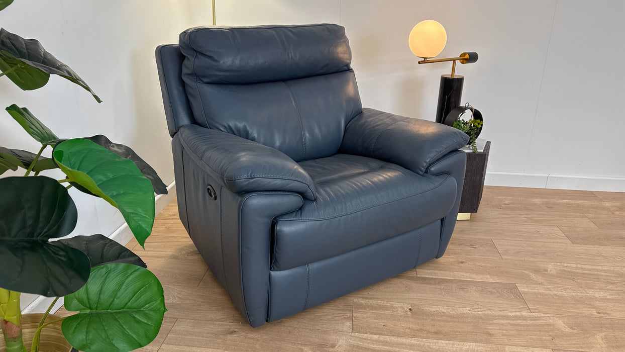 Falcon Chair  - Leather Power Reclining  - Denim Blue