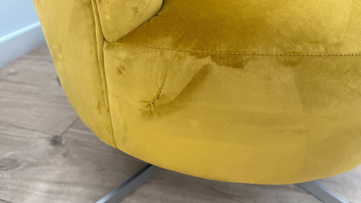Sofology Islington Fabric Swivel Chair in Sleek Mustard