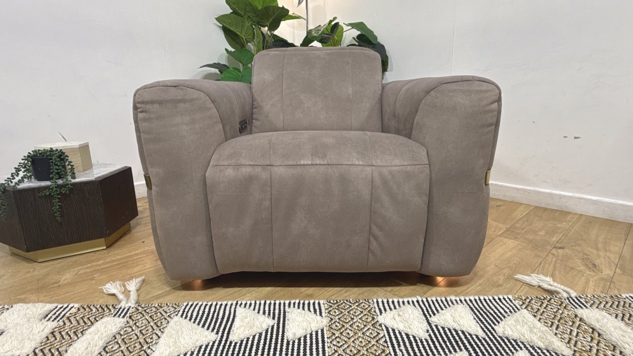 Sofology Lumiere Fabric Chair Power Recliner/Headrest in Lifestyle Flecked Nutmeg
