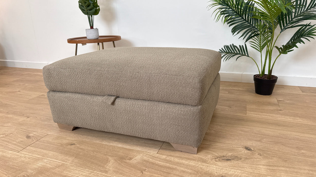 Tallulah Cosy Boucle All Over Taupe Fabric Storage Footstool