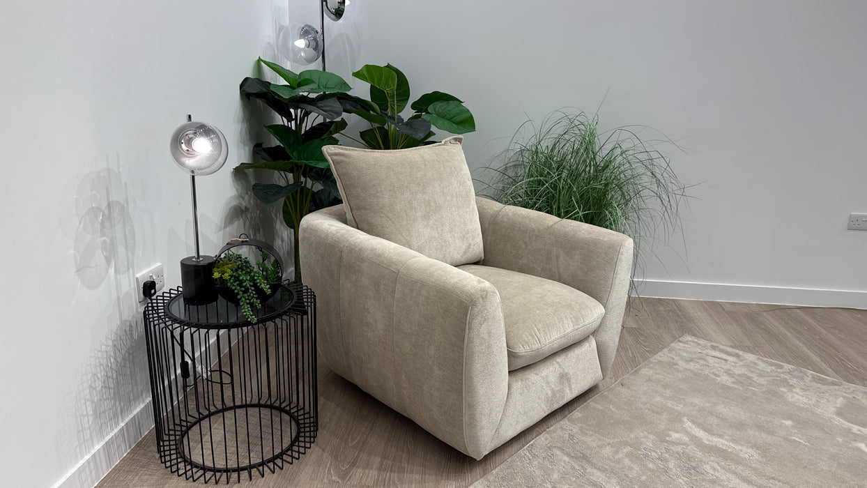 Sofology Hudson Fabric Swivel Chair in Luxury Sherpa Pebble