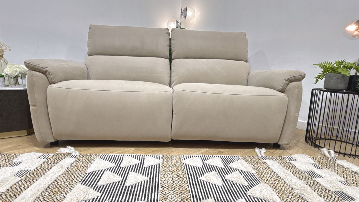 Sofology Ripley Fabric 2.5 Seater Power Recliner/Headrest Heated Seats Lumbar Support in Lifestyle Nubuck Feel Stone