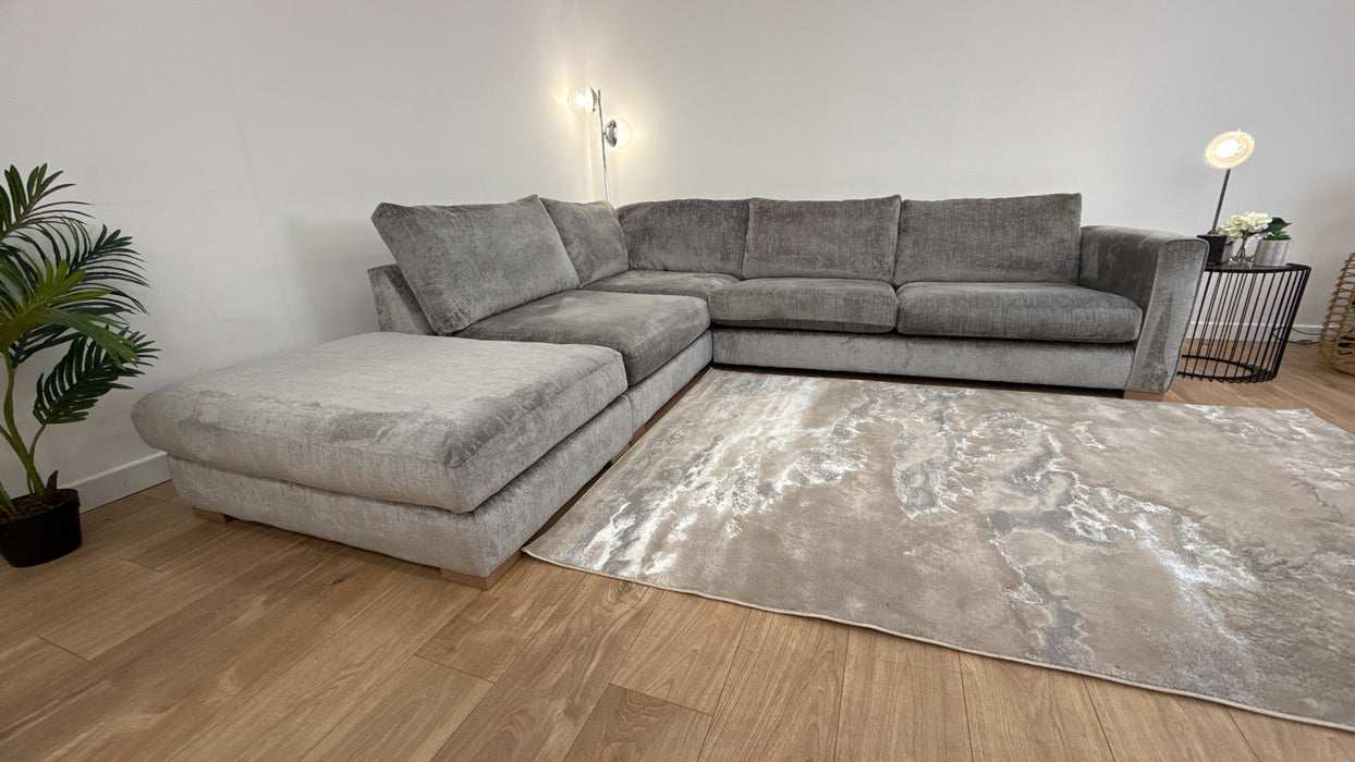 Majestica 1 Corner 3 Terminal - Fabric  Sofa   -  Plain Steel Mix