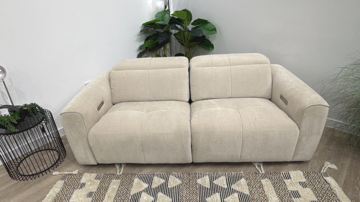 Sofology Riviera 2.5 Power Recliner Fabric Sofa in Chenille Cotton
