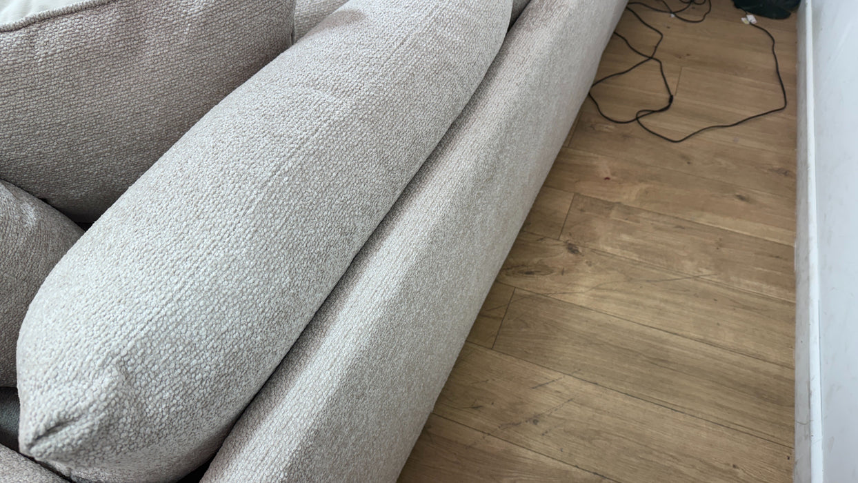 Sofology Westwood Fabric 1 Corner 3 Silver Trim in Soft Boucle Blush Mix