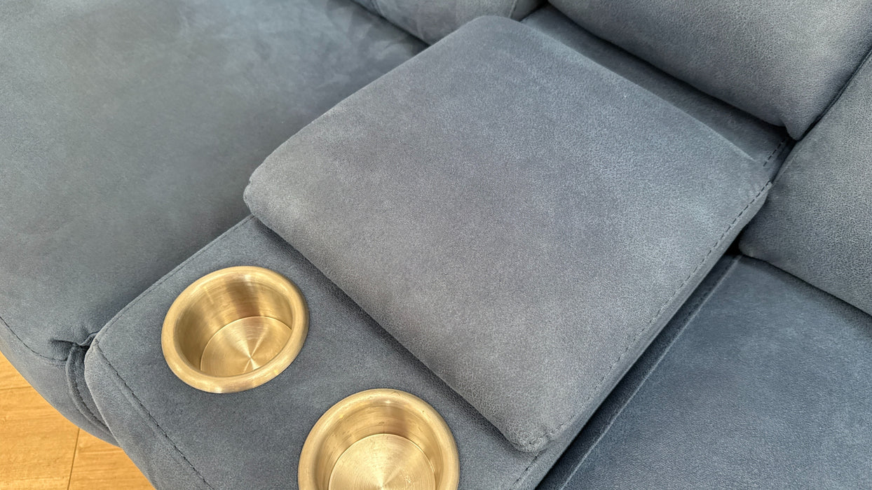 DFS Ronan Fabric Recliner 2 Seater in Blue