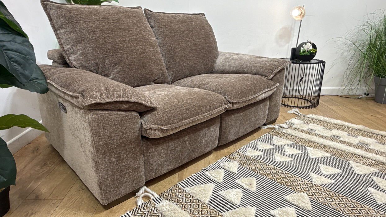 Sofology Embrace 2 Seater Power Recliner/Headrest in  Chenille BrownFab