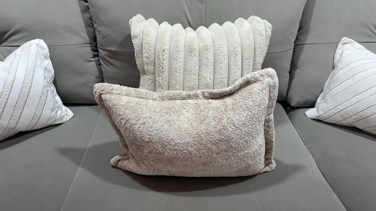 Sofology Oscar Fabric 4 Seater Gold Trim in Matt Velvet Pebble