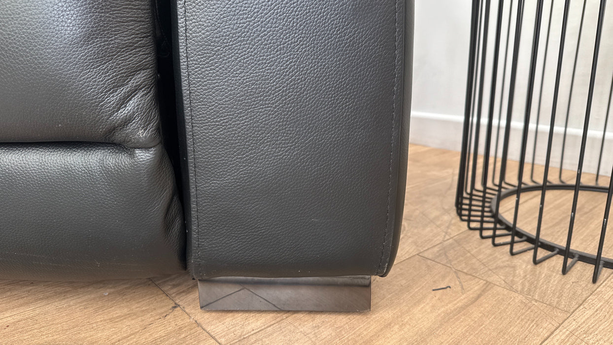 Sofology Carrera 2.5 Seater Leather Reclining Sofa in Trusty Embossed Jet Black