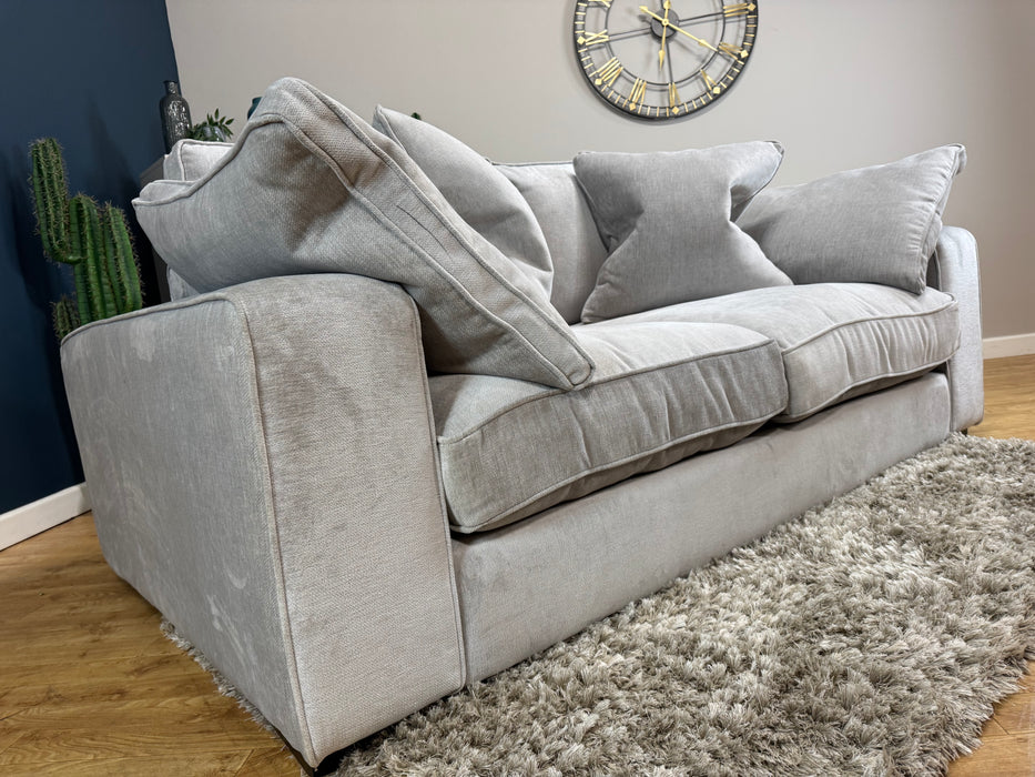 Laurent Fabric 2 Seater - Luxury Deep Pile Chenille Silver - Fibre Seats (WA2)