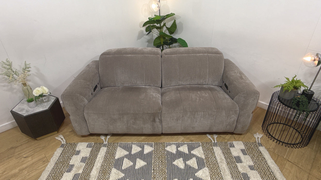 Sofology Lumiere Fabric 2.5 Seater Power Recliner/Headrest Heated Seats in Relaxed Chenille Nutmeg