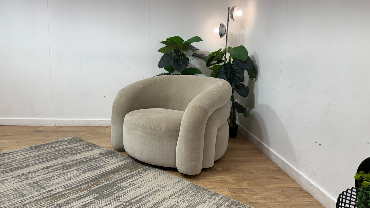 Sofology Dalston Fabric Swivel Chair in Soft Chenille Linen Limited Edition