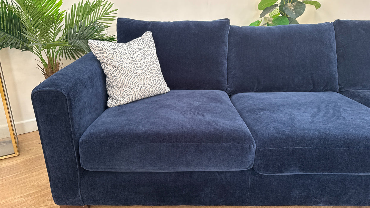Sofology Majestica Fabric 2 Seater Chaise in Soft Chenille Navy Mix