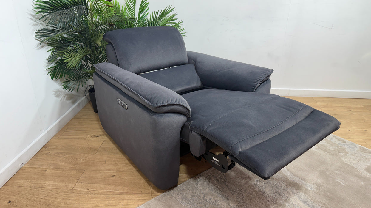 Sofology Hugo Fabric Chair Power Recliner/Headrest in Lifestyle Flecked Anthracite