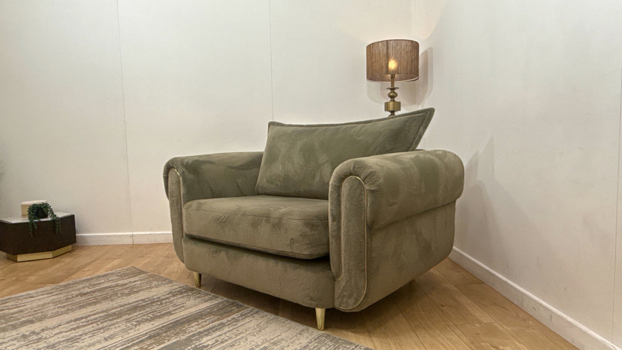 Sofology Chamonix Loveseat in Soft Short Pile Faux Fur Sage Mix