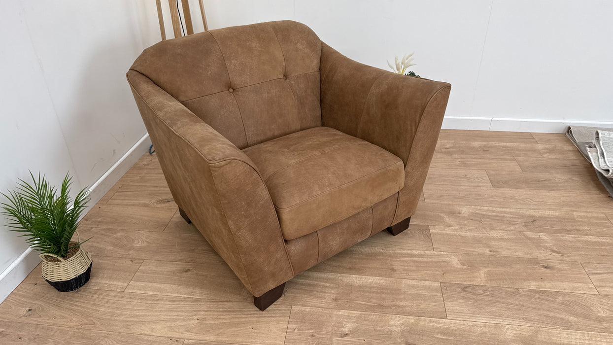 Bartelli 1 Seat - Leather Chair - Character Leather Tan/Soft Chenille Almond Mix