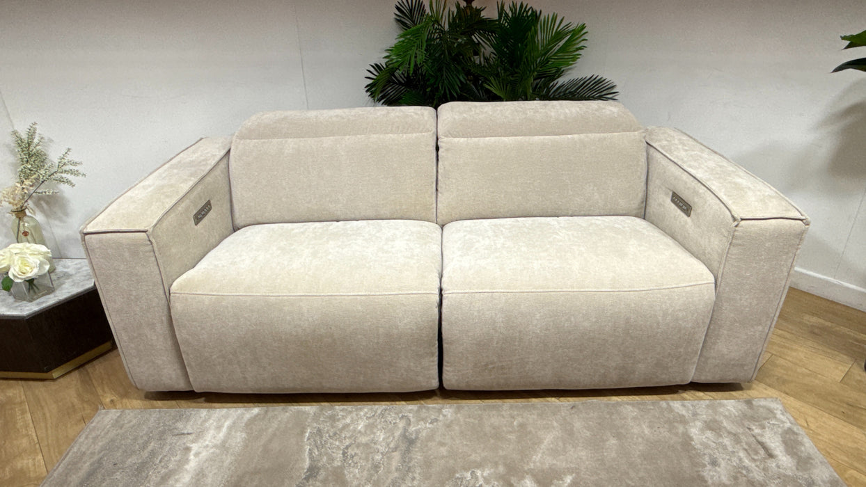 Sofology Horizon Fabric 2.5 Seater Power Recliner/Headrest in Textured Chenille Stone