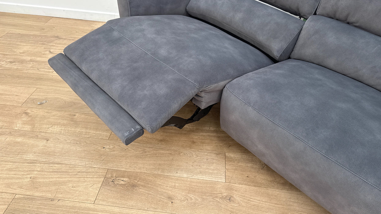 Sofology Dakota Fabric 3 Seater Power Recliner/Headrest in Lifestyle Mottled Charcoal